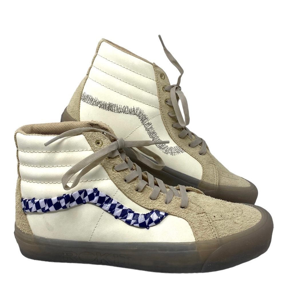 VANS x Rokit Sk8-Hi 38 DX Shoe Canvas Suede Skate Beige Women's Size VN0000SQBKV